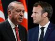 De Turkse president Erdogan (l) en zijn Franse ambtgenoot Macron.