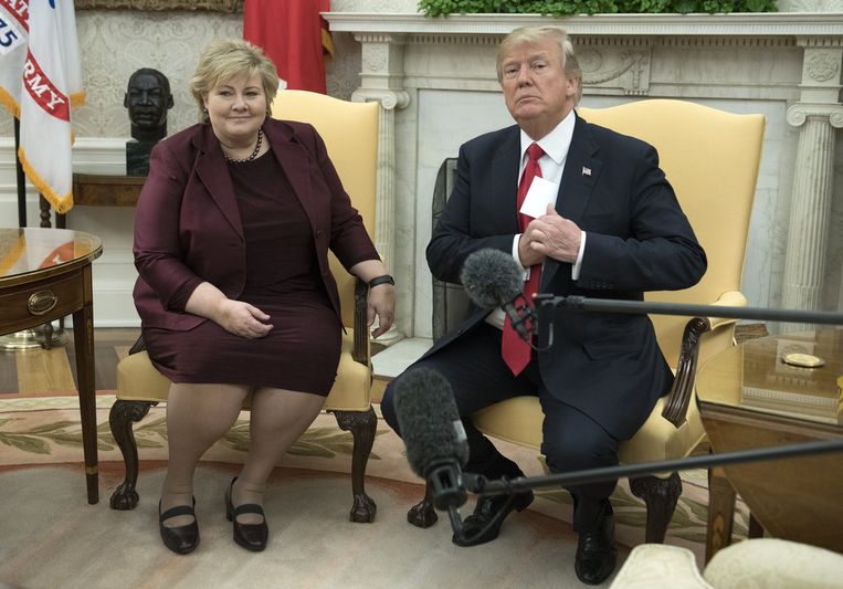 Trump zat woensdag samen met de Noorse eerste minister Erna Solberg.