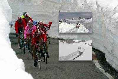 Dik pak sneeuw bedreigt zware bergritten in de Giro