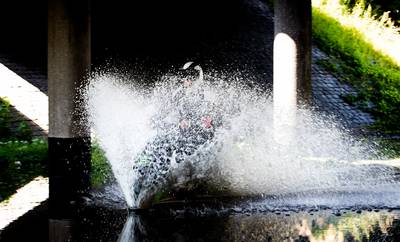 Wateroverlast in noorden land: tot aan kruis in het water