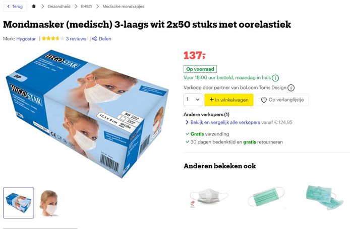 Setje mondkapjes kost op ineens 137 (!) euro, klanten reageren woest Binnenland | AD.nl