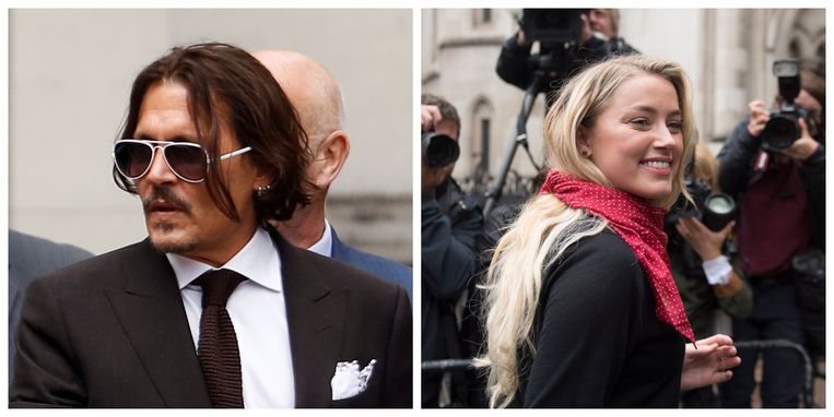 Johnny Depp en Amber Heard voor het Royal Courts of Justic