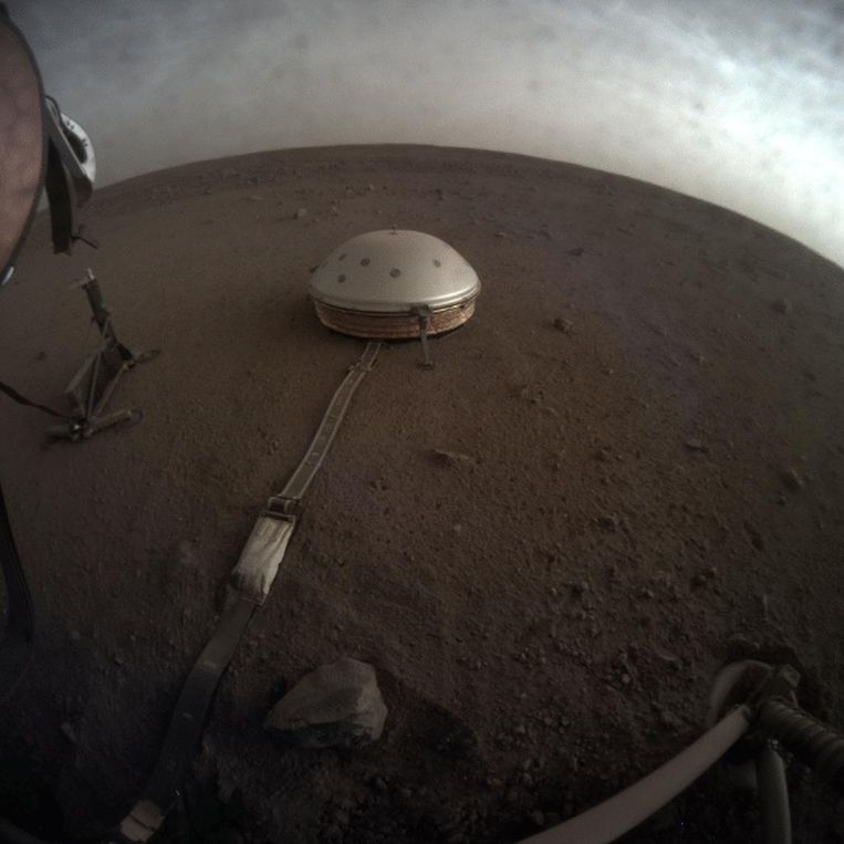 Een beeld van de wolken rond de Marslander.