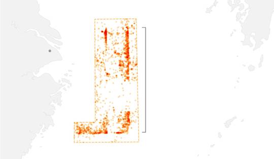 Duizenden Chinese vissersschepen vormen stilletjes enorme zeebarrières