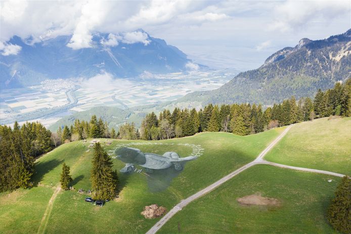 Beyond Crisis Van De Franse Kunstenaar Saype In Leysin Vaud Zwitserland