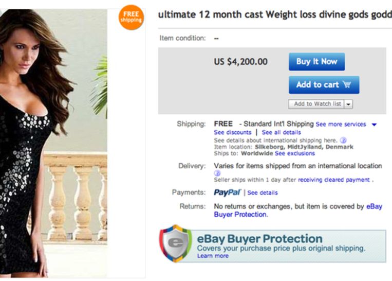 eBay-advertentie voor een wens naar keuze Beeld 