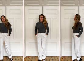 Zo style je een witte pantalon met wijde pijpen