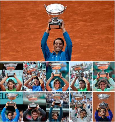 De elf eindzeges van Nadal op Roland Garros