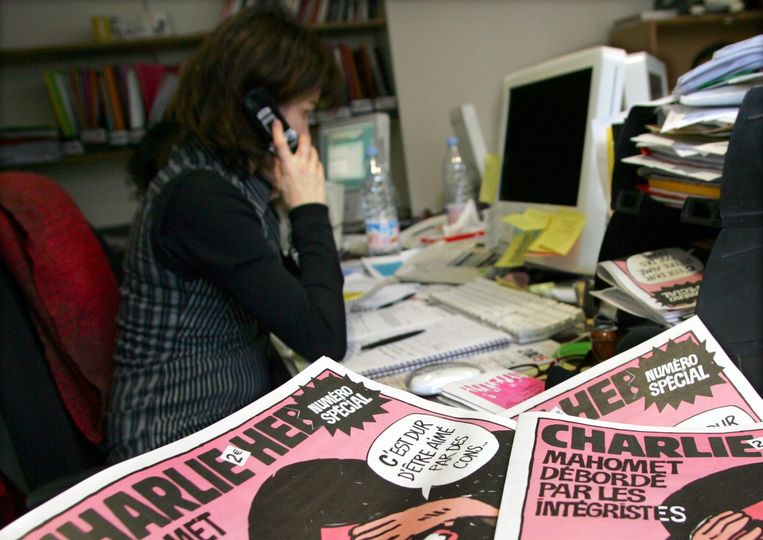 Op de redactie van Charlie Hebdo Beeld reuters