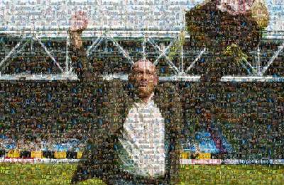 Mister Vitesse Theo Bos in een mozaïek met 282 foto’s van zijn supporters