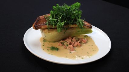 123. Grondin avec Fenouil Caramelisé et Sauce Homard