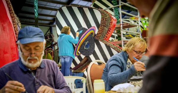 De maker van deze 'paddowagen' rekent niet op een prijs bij het Fruitcorso