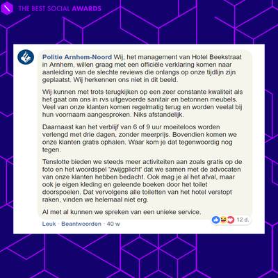 Ludiek Facebook-bericht Politie Arnhem-Noord in de race voor Best Social Award