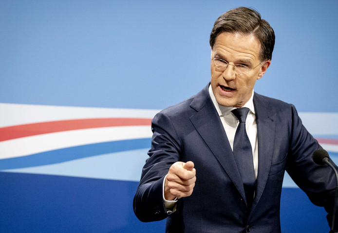 Premier Mark Rutte tijdens de persconferentie na de ministerraad.