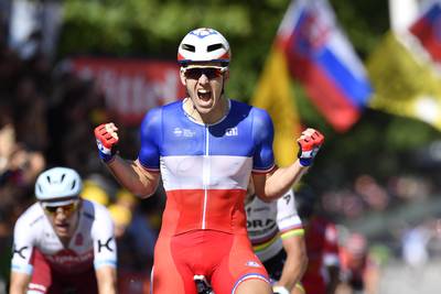 Démare ontwijkt valpartijen en wint massasprint in Vittel