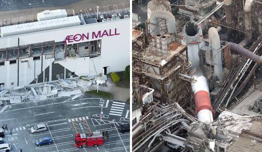 ‘Heel wat mensen’ zitten vast na instorting in Japans winkelcentrum door explosie na aardbeving