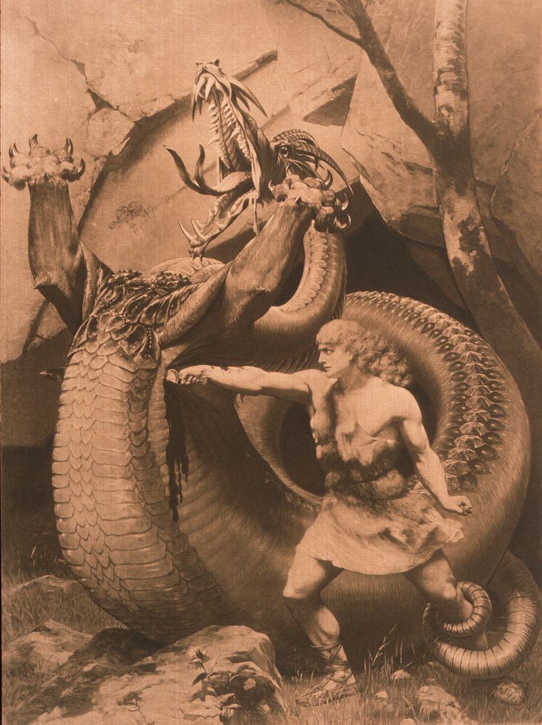 Siegfried en de draak Fafner. 