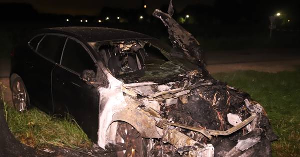 Auto vliegt in brand in berm bij Gellicum | West - De Gelderlander