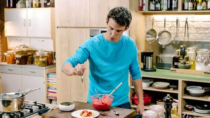 80. Aardbeiensorbet met gemarineerde aardbeiden