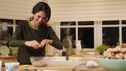 62. Portobello's met spinazie en geitenkaas & lepelhapje met tartaar van verse markr