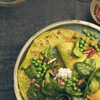 Groene pannenkoeken met erwtjes & ricotta