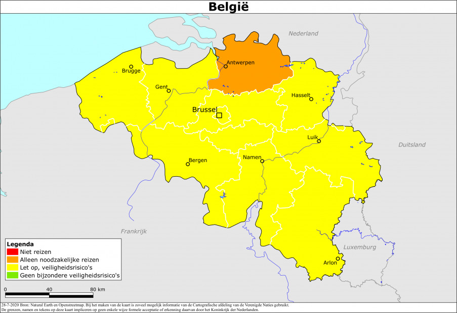 kaart provincie antwerpen Code oranje voor provincie Antwerpen, wat betekent dat voor 