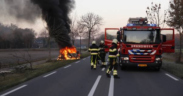 Auto raakt drie bomen en vliegt in brand op N321