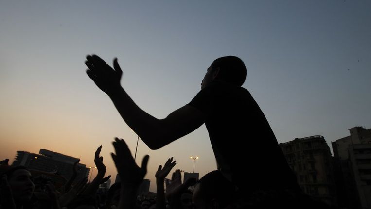Protesten op het Tahrirplein gaan nog altijd door. Beeld afp