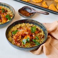 Gezond comfortfood: dahl met geroosterde pompoen en mangochutney