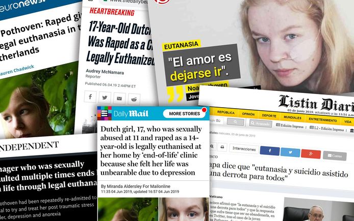 Noa Pothoven na haar overlijden in buitenlandse media.