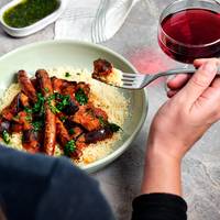 Merguez met auberginesaus