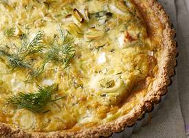 Romige haverquiche met prei, feta & dille