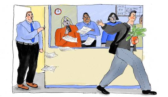 Een fuck you voor de baas: steeds meer werknemers verlaten het bedrijf met opgestoken vinger