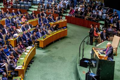 Hoongelach bij VN voor zichzelf ophemelende Trump