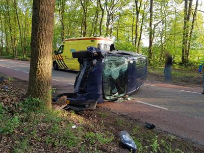 Auto belandt op kant na ontwijken overstekende vos in Overasselt