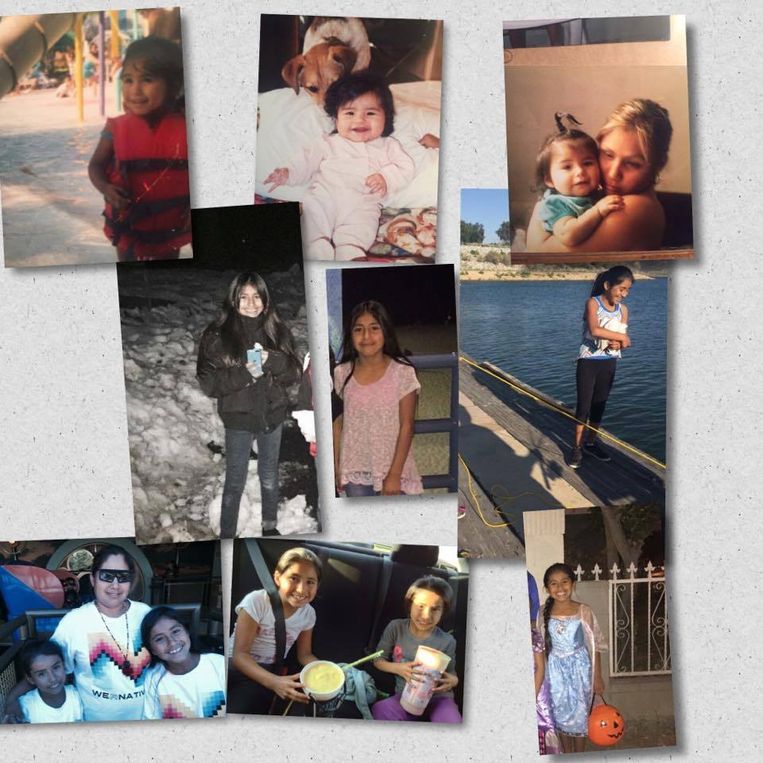 Een collage met foto's van Rosalie die haar mama op Facebook postte.